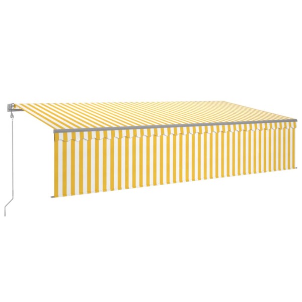 Toldo retráctil automático con persiana amarillo y blanco 6x3 m