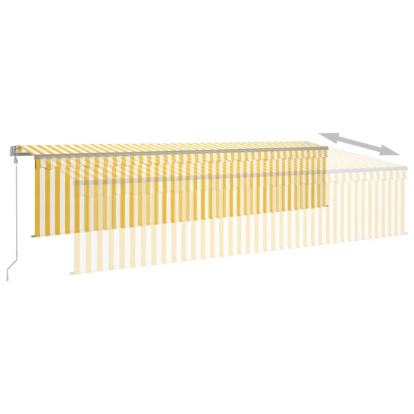 Toldo retráctil automático con persiana amarillo y blanco 6x3 m