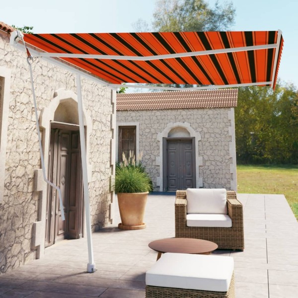 Toldo de pie automático naranja y marrón 300x250 cm