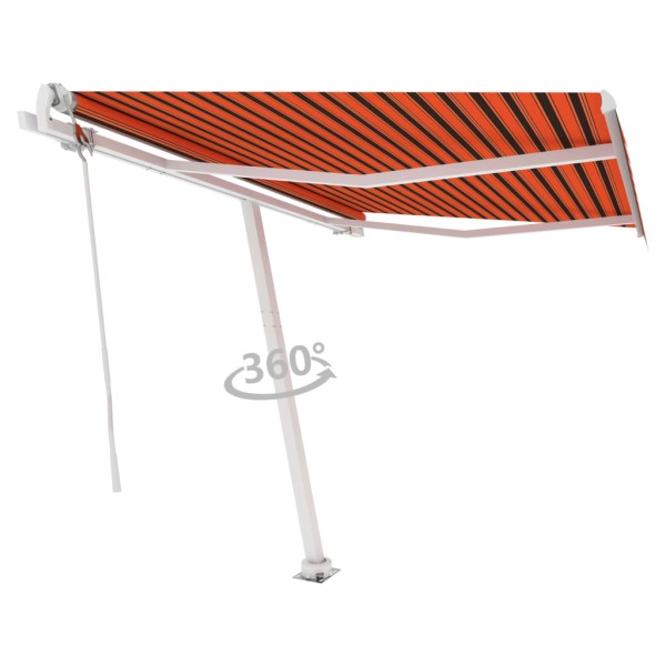 Toldo de pie automático naranja y marrón 300x250 cm