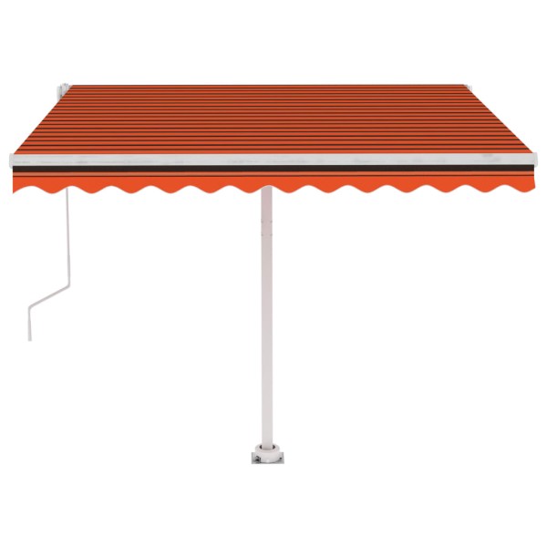 Toldo de pie automático naranja y marrón 300x250 cm