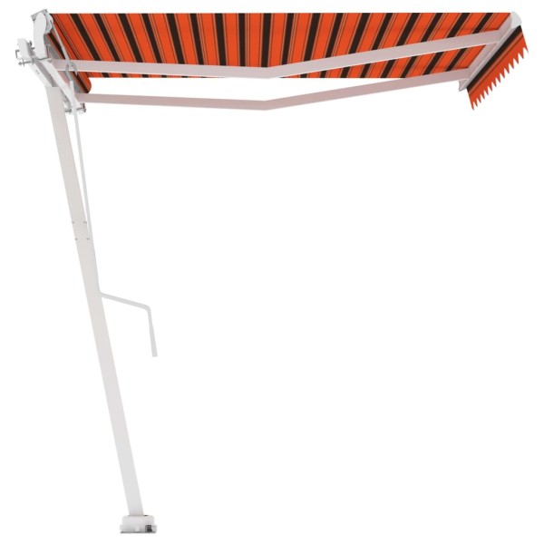 Toldo de pie automático naranja y marrón 300x250 cm