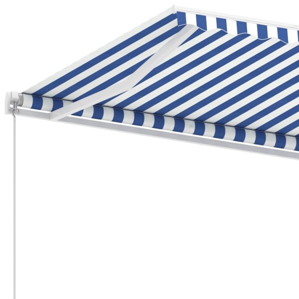 Toldo de pie manual retráctil azul y blanco 400x350 cm