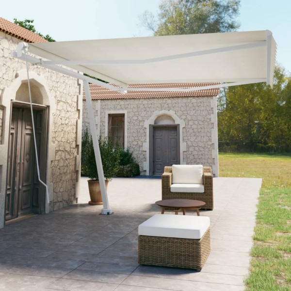 Toldo de pie retráctil manual crema 450x350 cm