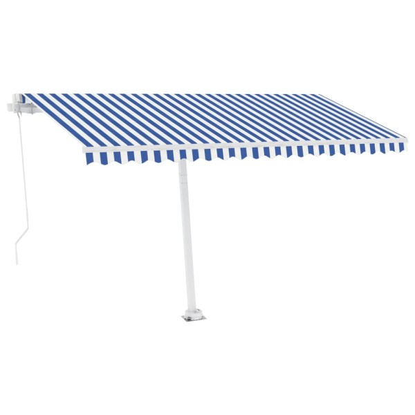 Toldo manual retráctil con LED azul y blanco 400x350 cm