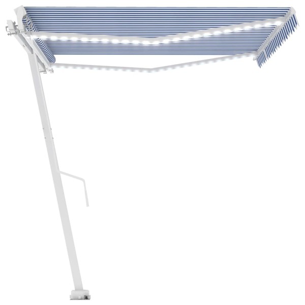 Toldo manual retráctil con LED azul y blanco 400x350 cm