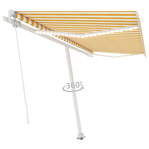 Toldo manual retráctil con LED amarillo y blanco 400x350 cm