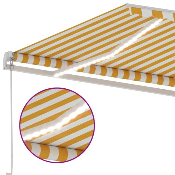 Toldo manual retráctil con LED amarillo y blanco 400x350 cm