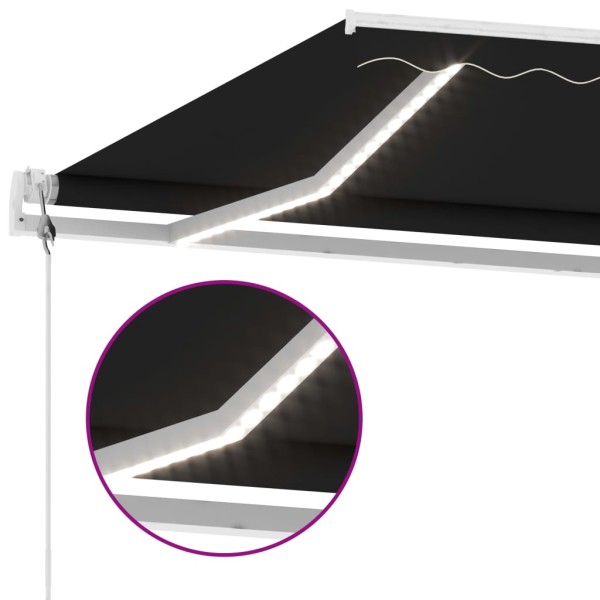 Toldo automático LED sensor de viento gris antracita 450x350 cm