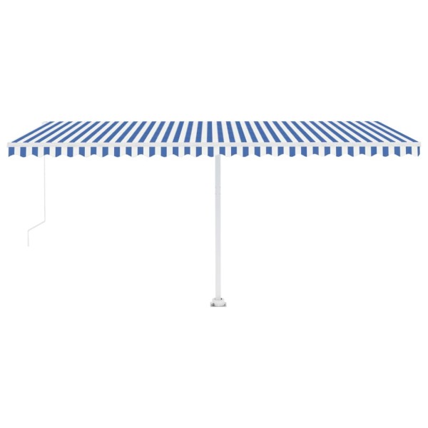 Toldo de pie retráctil manual azul y blanco 500x350 cm