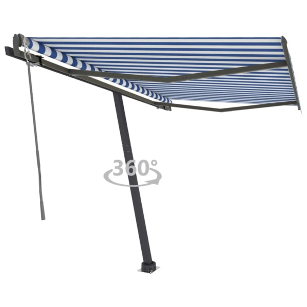 Toldo de pie automático azul y blanco 350x250 cm