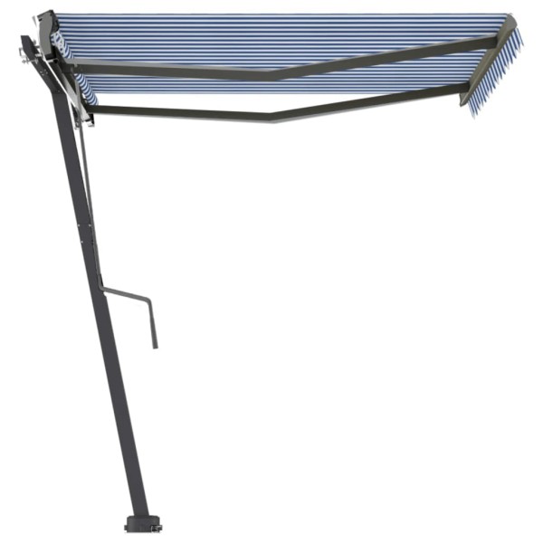 Toldo de pie automático azul y blanco 350x250 cm