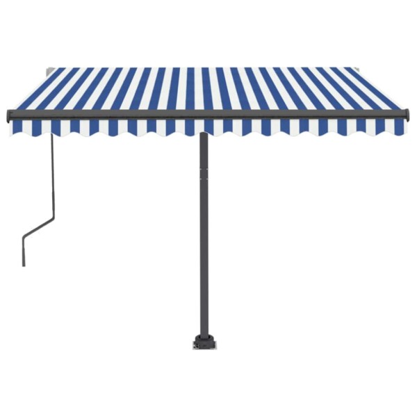 Toldo de pie automático azul y blanco 350x250 cm