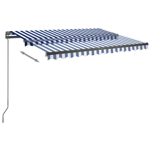 Toldo de pie automático azul y blanco 350x250 cm