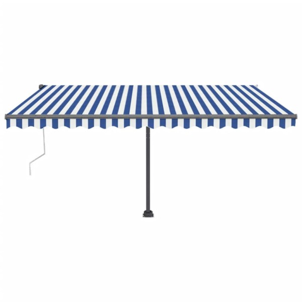 Toldo de pie automático azul y blanco 450x300 cm