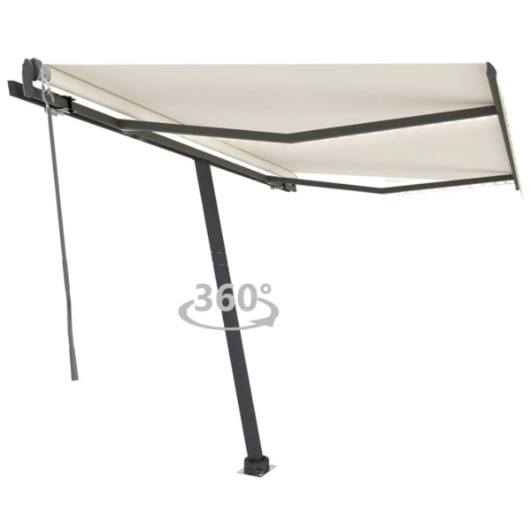 Toldo automático con LED y sensor de viento crema 350x250 cm