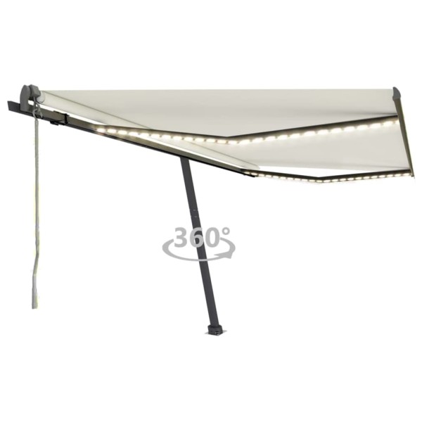 Toldo automático con LED y sensor de viento crema 450x300 cm