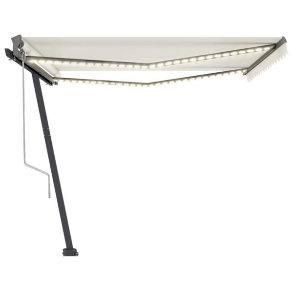 Toldo automático con LED y sensor de viento crema 450x300 cm