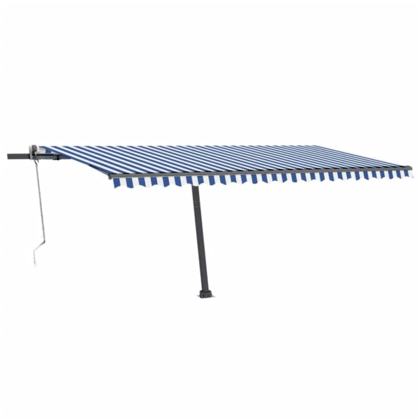 Toldo automático LED sensor de viento azul y blanco 500x300 cm