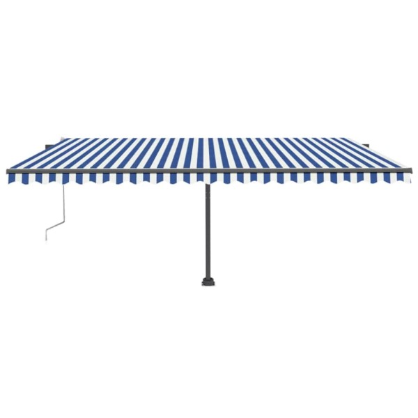 Toldo automático LED sensor de viento azul y blanco 500x300 cm