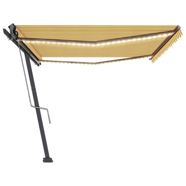 Toldo automático LED sensor de viento amarillo blanco 500x300cm