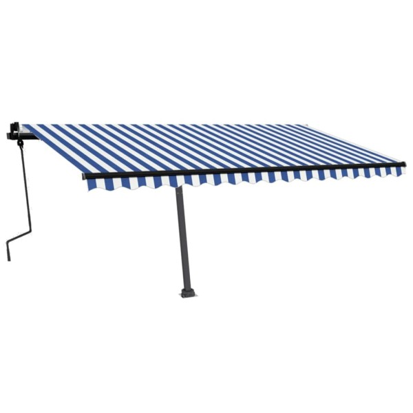 Toldo manual retráctil con LED azul y blanco 450x350 cm