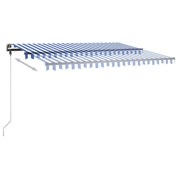 Toldo manual retráctil con LED azul y blanco 450x350 cm