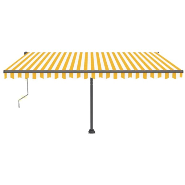 Toldo de pie automático amarillo y blanco 450x350 cm