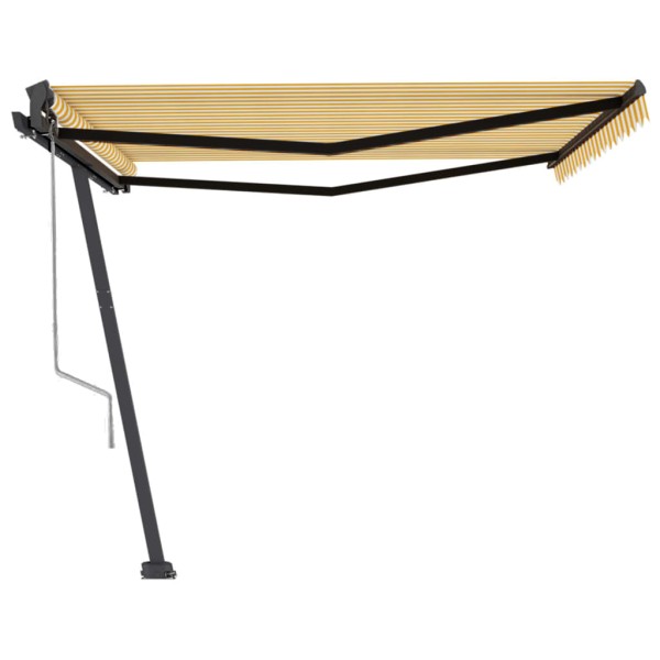 Toldo de pie automático amarillo y blanco 450x350 cm