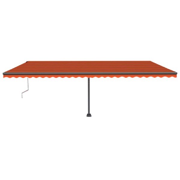 Toldo automático LED sensor de viento naranja marrón 600x300 cm