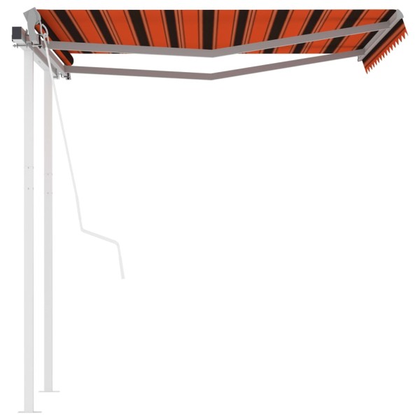 Toldo retráctil automático con postes naranja y marrón 3x2,5 m