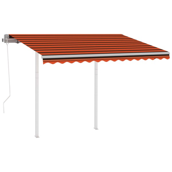 Toldo retráctil automático con postes naranja y marrón 3x2,5 m