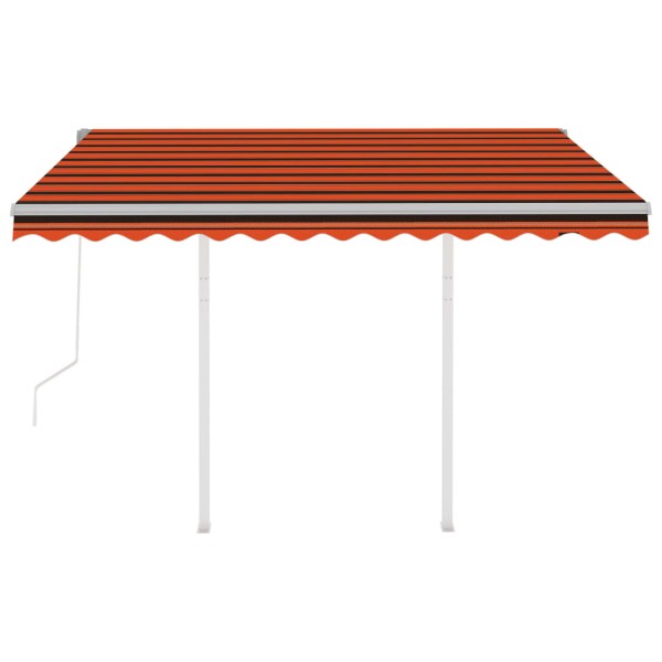 Toldo retráctil automático con postes naranja y marrón 3x2,5 m