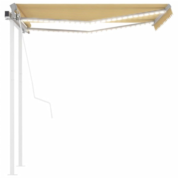 Toldo automático LED sensor de viento amarillo blanco 3,5x2,5 m