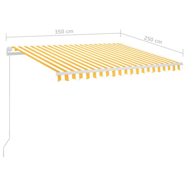 Toldo automático LED sensor de viento amarillo blanco 3,5x2,5 m