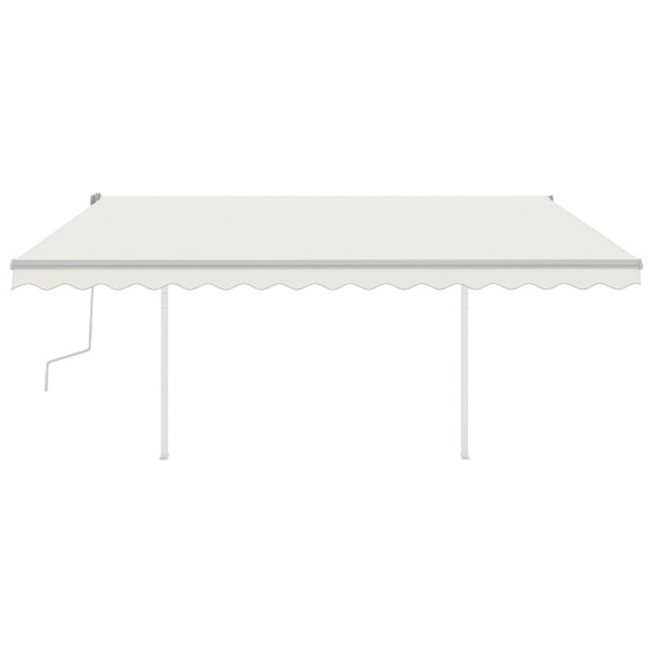 Toldo manual retráctil con postes crema 4,5x3,5 m