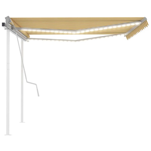 Toldo manual retráctil con LED amarillo y blanco 4x3,5 m