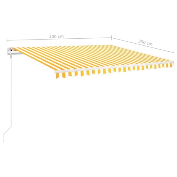 Toldo manual retráctil con LED amarillo y blanco 4x3,5 m