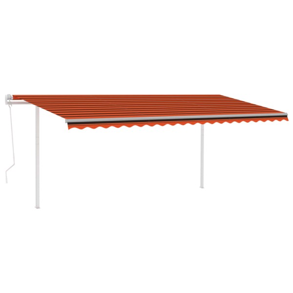 Toldo automático LED sensor de viento naranja y marrón 5x3,5 m