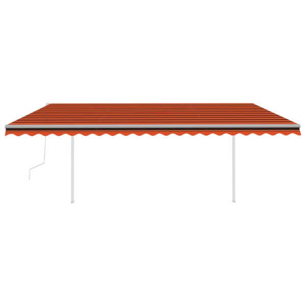 Toldo automático LED sensor de viento naranja y marrón 5x3,5 m