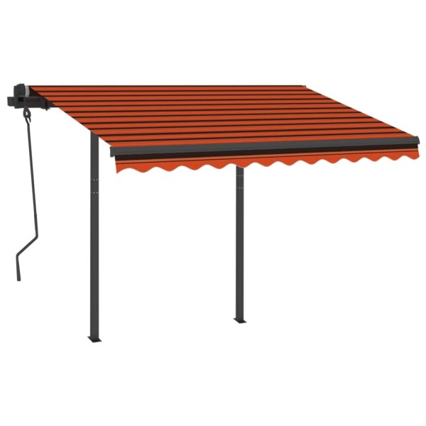 Toldo retráctil automático con postes naranja y marrón 3,5x2,5m