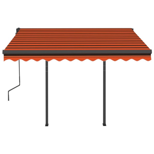 Toldo retráctil automático con postes naranja y marrón 3,5x2,5m