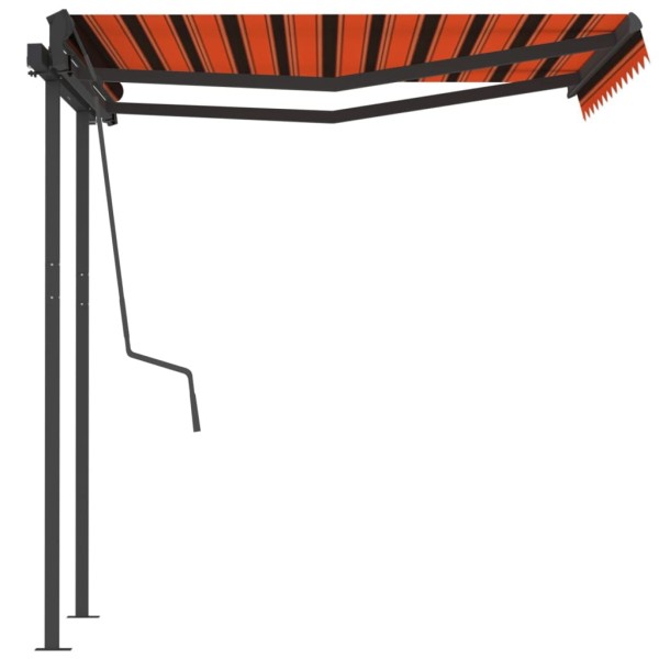 Toldo retráctil automático con postes naranja y marrón 3,5x2,5m