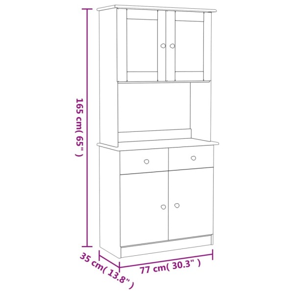 Aparador alto ALTA madera maciza de pino blanco 77x35x165 cm