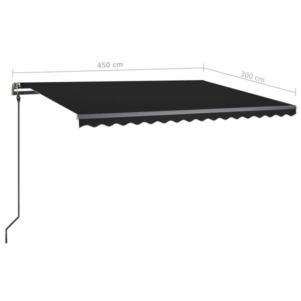 Toldo retráctil manual con LED gris antracita 4,5x3 m