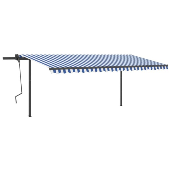 Toldo automático con LED sensor de viento azul y blanco 5x3 m