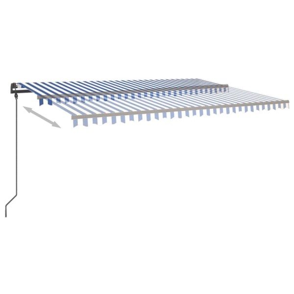 Toldo automático con LED sensor de viento azul y blanco 5x3 m