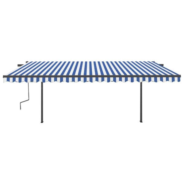 Toldo automático con LED sensor de viento azul y blanco 5x3 m