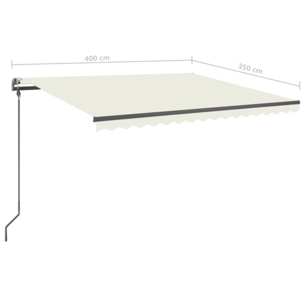 Toldo manual retráctil con LED crema 4x3,5 m