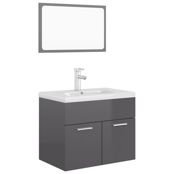 Juego de muebles de baño madera de ingeniería gris brillo